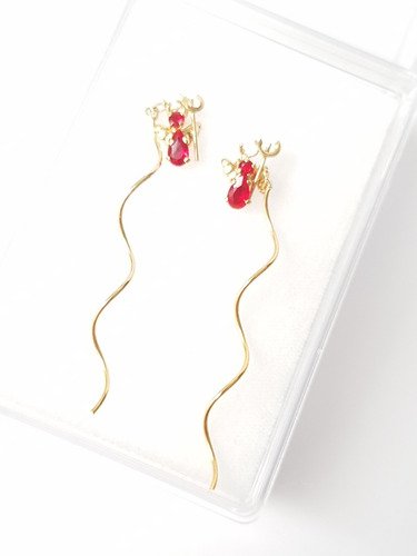 Aretes De Diablo De 5 Cm Largo De Oro Lam. Y Envio Gratis 