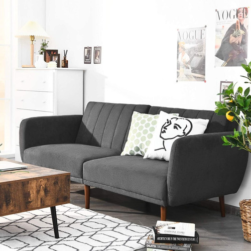 Sofa Cama Plegable Futon Color Gris Marca Giantex