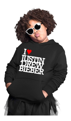 Sudadera Negra Infantil I Love Justin Drew Bieber