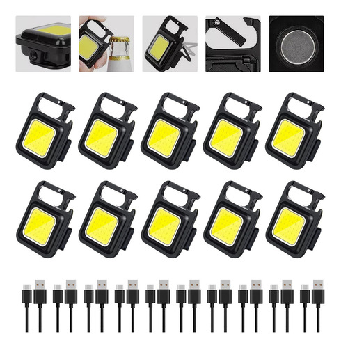 10 Piezas Linterna Lampara Recargable Led De Lampara Llavero