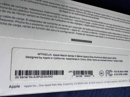 Apple Watch Serie 3 Blanco Sport Negro Negro (Usado)