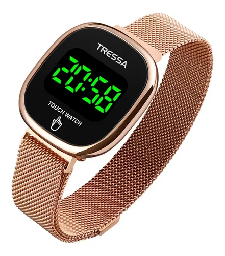 Reloj Tressa Digital Touch Malla Tejida Iman Rose Negro