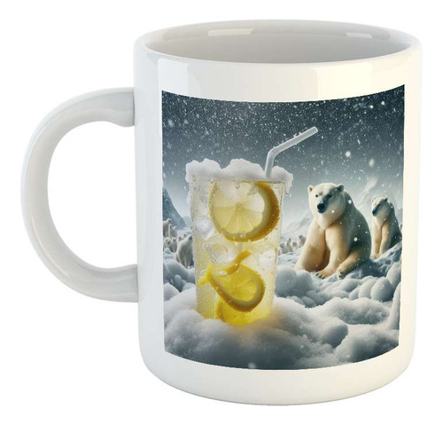 Taza Ceramica Oso Polar Trago Helado Nieve Hielo Drink