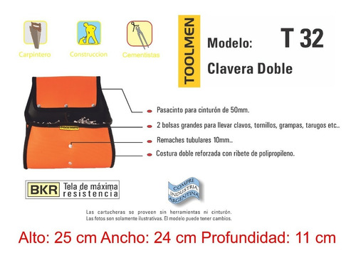 Imagen 4 de 8 de Clavera Doble Albañil Cinto Porta Atornillador T999 T35 T32