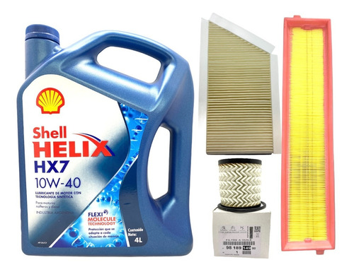 Kit 3 Filtros + 4l Aceite Shell Hx7 Peugeot 207 1.6 Nafta