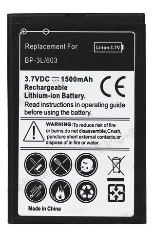 Bateria Reemplazo Bp-3l Bp3l Para Nokia 510 Lumia 610 710