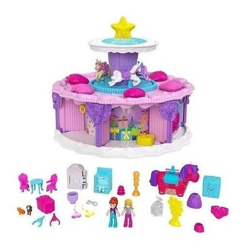 Muñeca de cumpleaños y tarta de juego de Polly - Mattel
