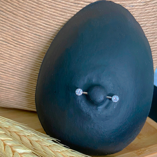 Piercing De Mamilo Zircônia Titânio Cor Prateado