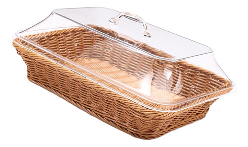 Cesta De Pan Tejida Con Tapa, , Cesta De Comida Pequeño