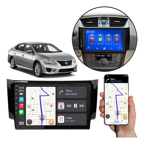 Kit Multimidia Mp5 9 Pol Sentra 2017 2018 2019 2020 Carplay Cor Black Piano