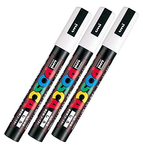 Uni Posca Paint Marker Pen Pc-5m, Punta Media, Tinta Blanca,