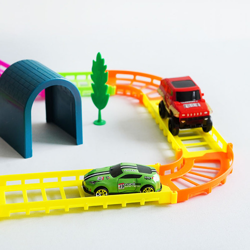 Autopista Carrera Con Puente 3 Autos