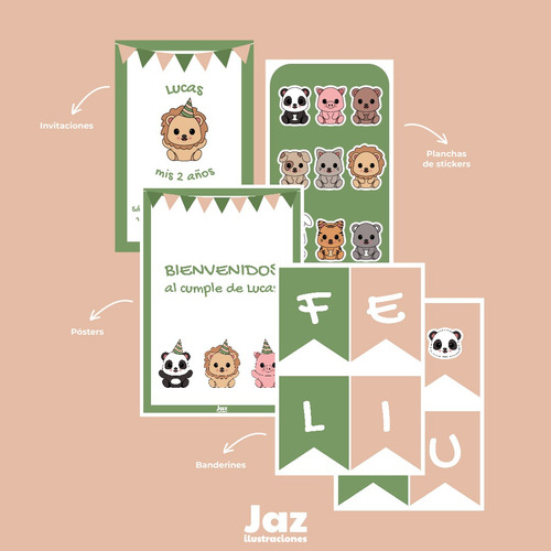 Kit Imprimible Para Cumpleaños Con Animales
