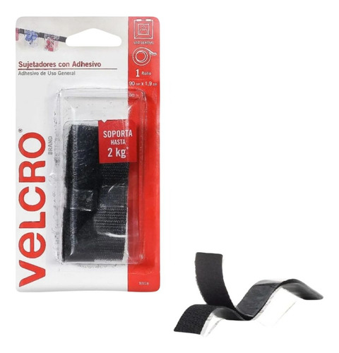 Cinta Velcro Sujeta Uso General 90x1.9cm Negro Adhesivo