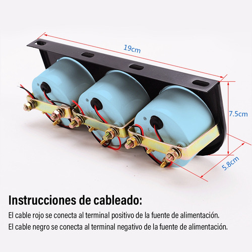 Kit De Medidor Triple Electrónico De Aceite Agua 52mm Negro