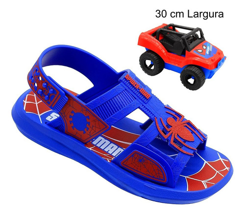 Sandalia Papete Spiderman Aranha + Buggy 22940 Grendene Azu