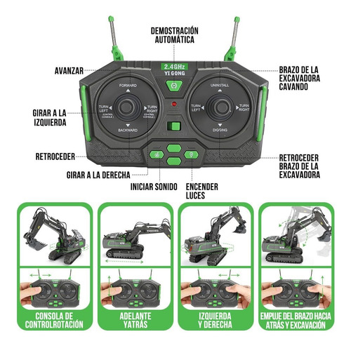 Excavadora Juguete Con Control Remoto Para Niños 11 Canales