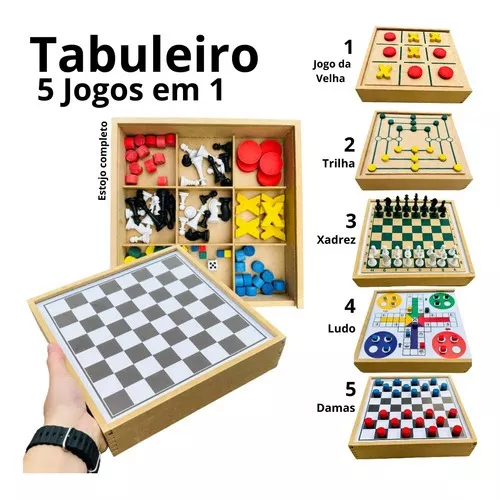 JOGO 4 EM 1 XADREZ DAMA TRILHA LUDO