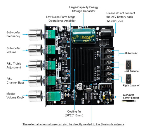 Placa Amplificadora De Potencia De Audio Bluetooth 2.1 Canal
