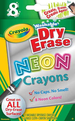 8 Crayones Crayola De Neon De Borrado En Seco