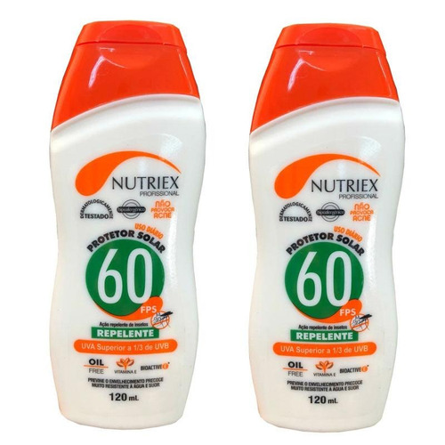 Protetor Solar Fps 60 Repelente 120 Ml Com 2 Peças  Nutriex