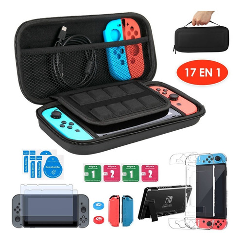 Imagen 1 de 8 de Estuche Protector Para Nintendo Switch Normal Pack 17 En 1