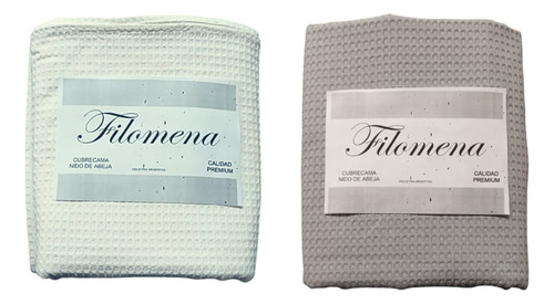 Cubrecama Colcha Nido De Abeja 1 1/2 Plaza 150 X 250 Cm Blanco Lisa