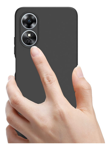 Funda Silicona Líquida Tpu Carcasa Para Oppo A17/a17k+mica Negro Oppo A17 / Oppo A17k