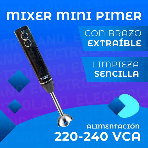 Licuadora De Mano Mixer Luma Bella Cuchilla Acero 300w 2 Vel Color Negro
