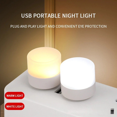 Lámpara De Noche Led Con Luz Nocturna Con Conector Mini Usb,