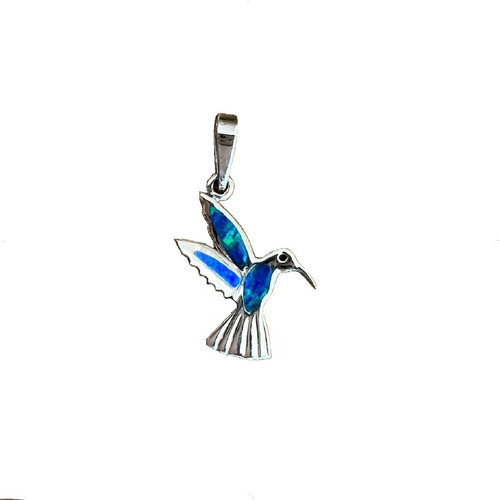 Dije De Colibrí Plata Fina 925 Con Ópalo De Colores Agálea 