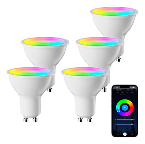 Lampara Smart Led Wifi Luz Inteligente Dicroica Pack 5 Rgb