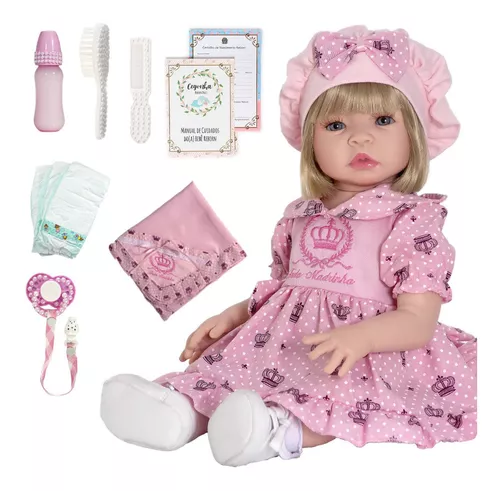 Bebê reborn boneca princesa corpo silicone pode banhar