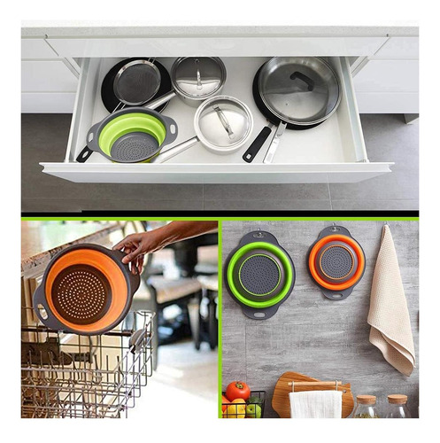 Juego De Colador Plegable De 2 Redes De Coches De Cocina De
