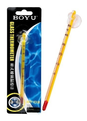 Termómetro Vidrio Premium C/ventosa Boyu Blister Pecera
