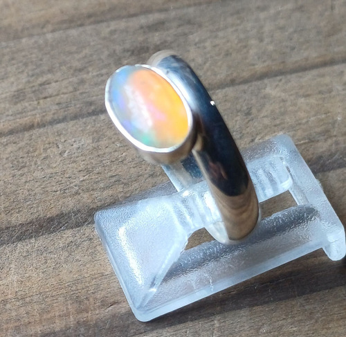 Anillo Opalo De Etiopia Plata 925 Ajustable Proteccion Art08 Plateado Ajustable