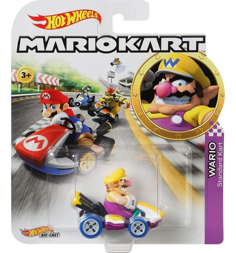 Hot Wheels Mario Kart Wario Coche Fundición 1:64 Escala