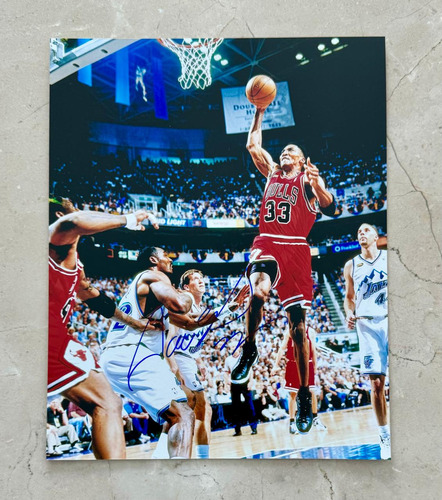 Foto Firmada Scottie Pippen Chicago Bulls Rockets Blazers