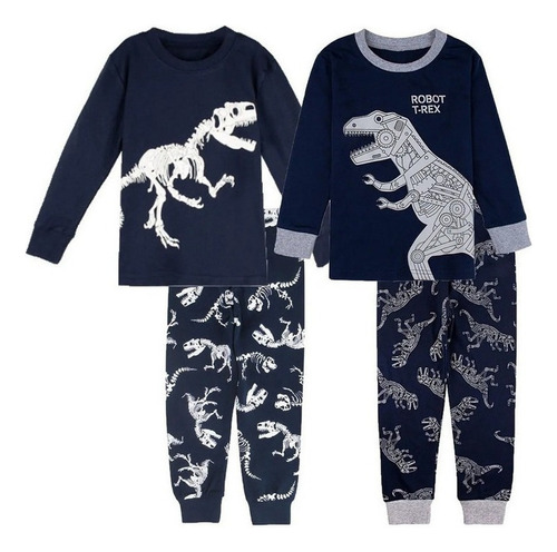 Niños Niños Dinosaurio Deporte Algodón Dos Conjuntos Pijama