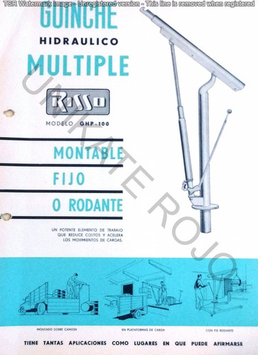 Antiguo Folleto Risso Guinche Hidráulico Múltiple Década 60