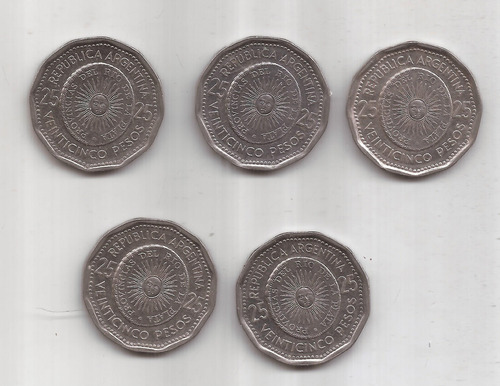 Serie Completa Monedaa Patria 25 Pesos 1964-1968 5 Monedas (Usado)