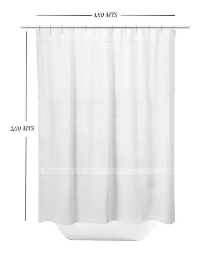 Imagen 2 de 4 de Cortina De Baño Tela 2.00 Metros De Alto, Diseño Artesanal