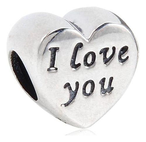 I Love You Charm  Plata De Ley 925 Corazón Colgante Charm E