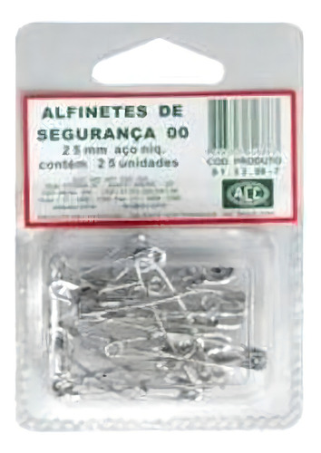 Alfinete De Segurança Nr 00 - Com 25 Unidades - Acc