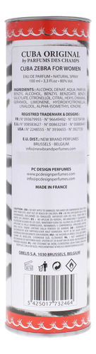 Perfume Cuba Jungle Zebra Eau De Parfum Para Mujer, 100 Ml