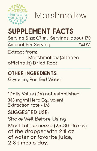 Herbera Extracto Herbal Concentrado Raíz Malvavisco 4 Fl Oz