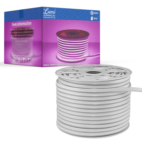 Mangueira Led Neon 120d/m 2m 22w Ip67 Com Conector Cor Da Luz Rosa