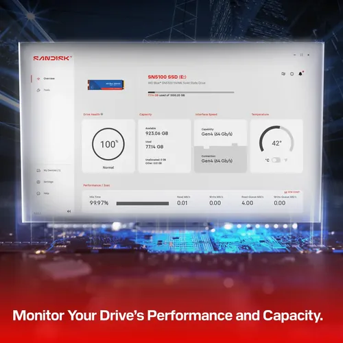 Sandisk Sn5100 Nvme Ssd Pcie Gen 4.0 De 1 Tb, 7100 Mb/s Azul