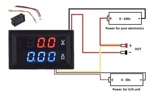Imagen 5 de 10 de Amperimetro Digital Led Y Voltimetro Azul Con Rojo
