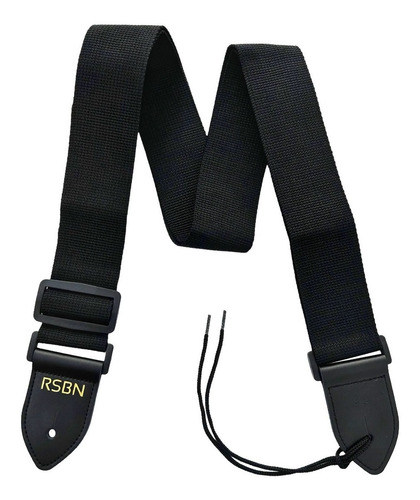 Imagen 2 de 3 de Correa Rsbn Polypro Black Para Guitarra O Bajo Puntas Cuero